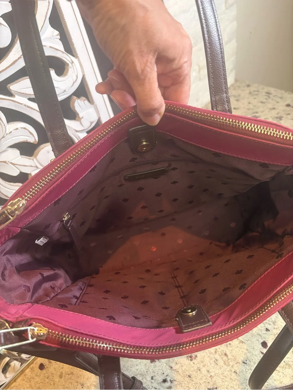Kate Spade Nylon Chelsea Medium Satchel Tote Dark Pink
